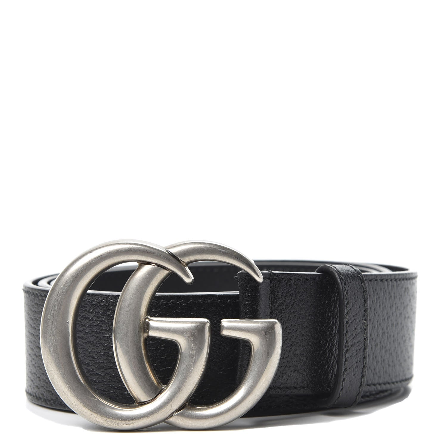 Gucci Textured Dollar Calfskin Nickel Double G 40mm Belt 105 42 Black 1 of 3