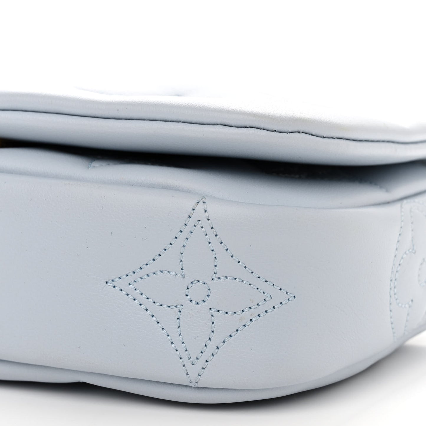 Calfskin Bubblegram Wallet On Strap Ice Blue