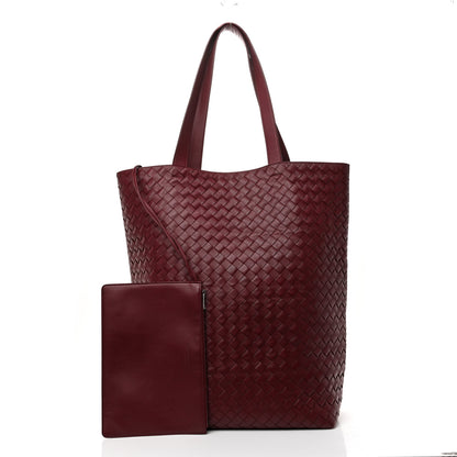 Bottega Veneta Calfskin Intrecciato Large North South Tote Bag Burgundy 3 of 11