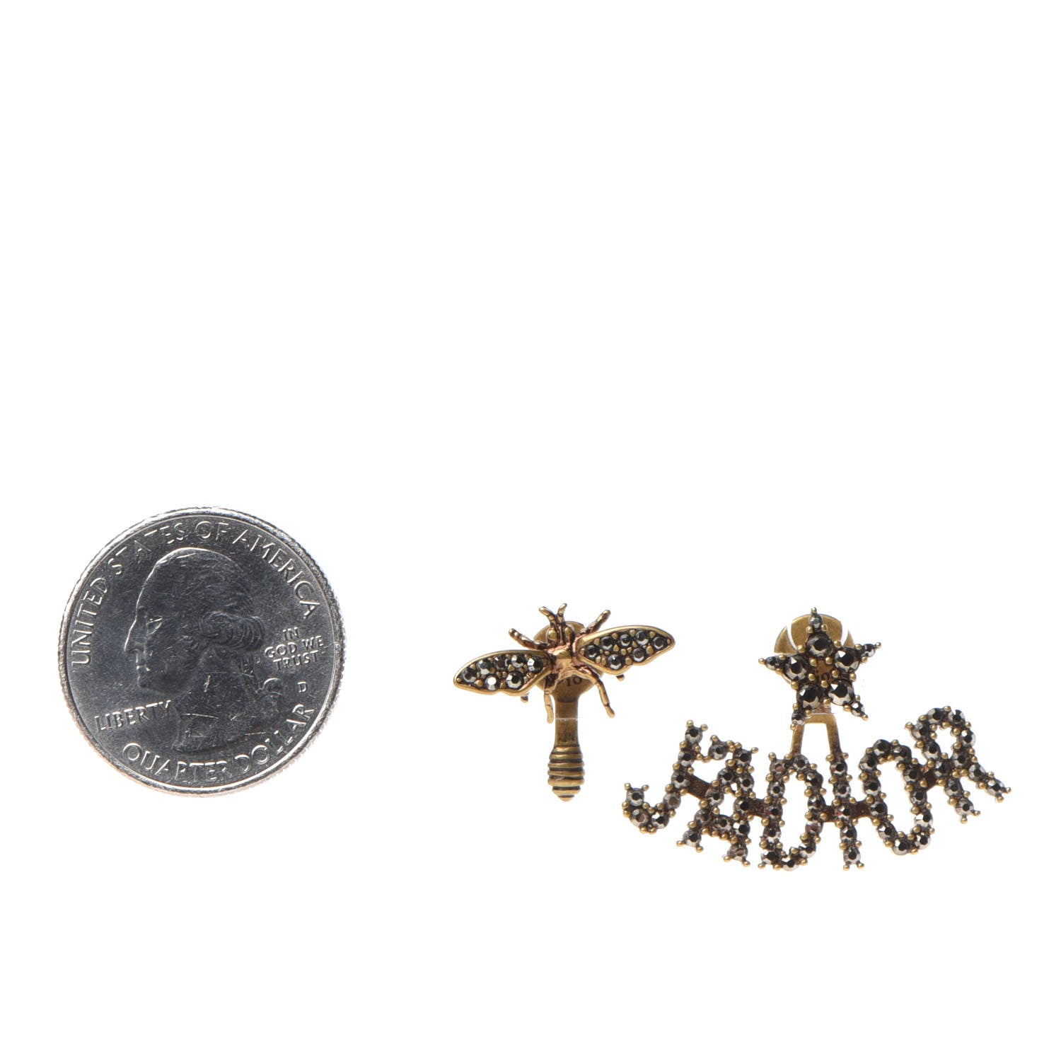 Christian Dior Metal Crystal J'adior Earrings Aged Gold 2 of 4