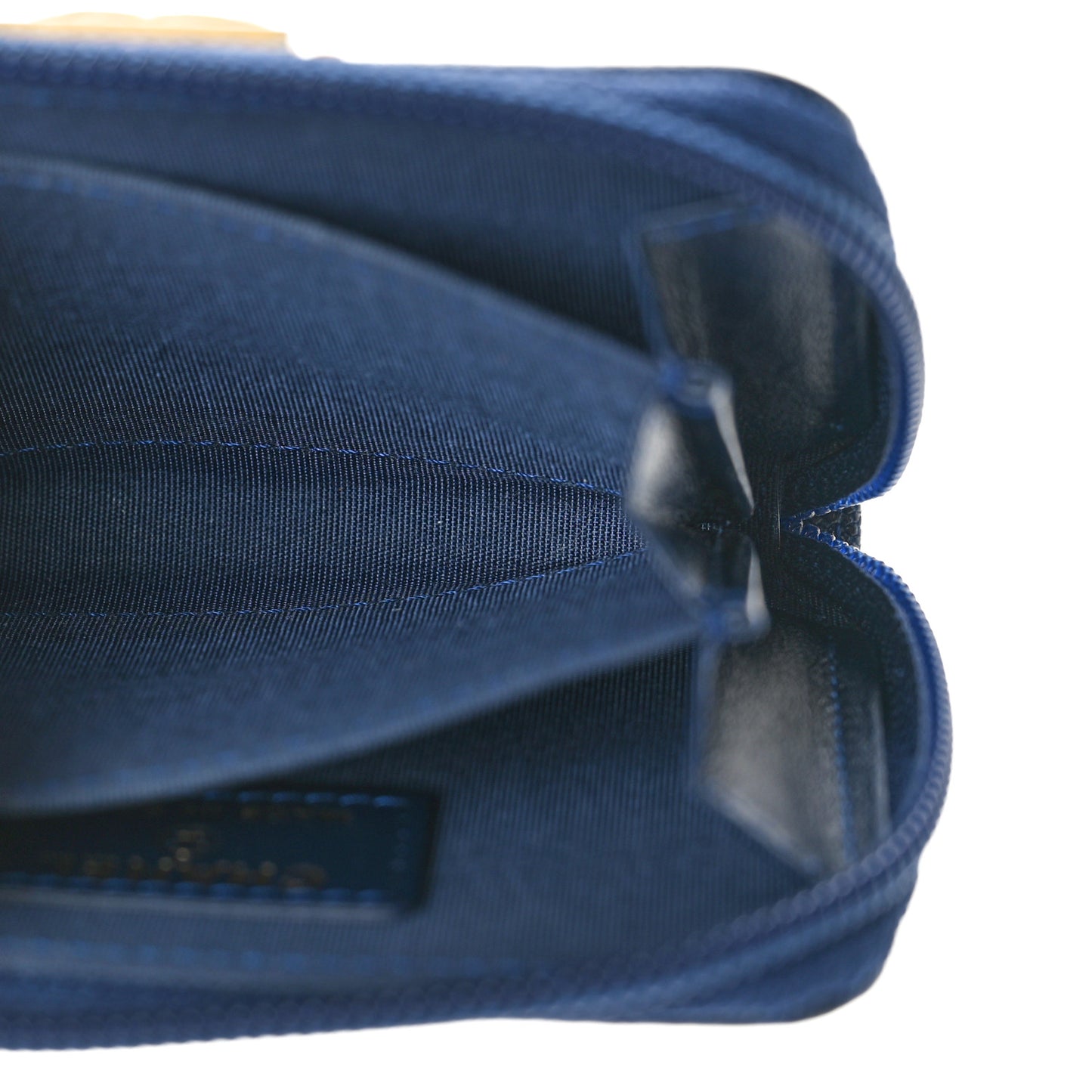 Caviar Quilted Boy Zip Around Coin Purse Wallet Navy Blue