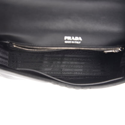 Prada Soft Calfskin Impunture Diagramme Medium Chain Flap Shoulder Bag Black 4 of 8
