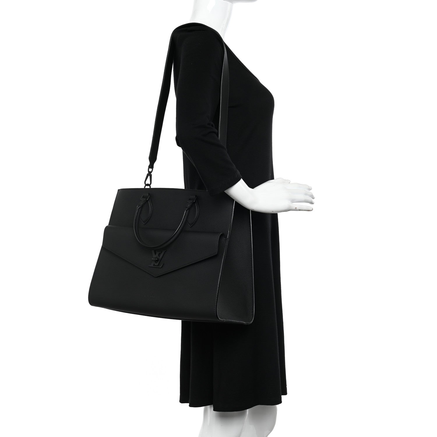 Louis Vuitton Soft Calfskin Lockme Tote MM Black 1 of 11