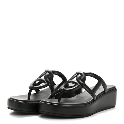 Hermes Nappa Gipsy Sandals 38 Black 4 of 12