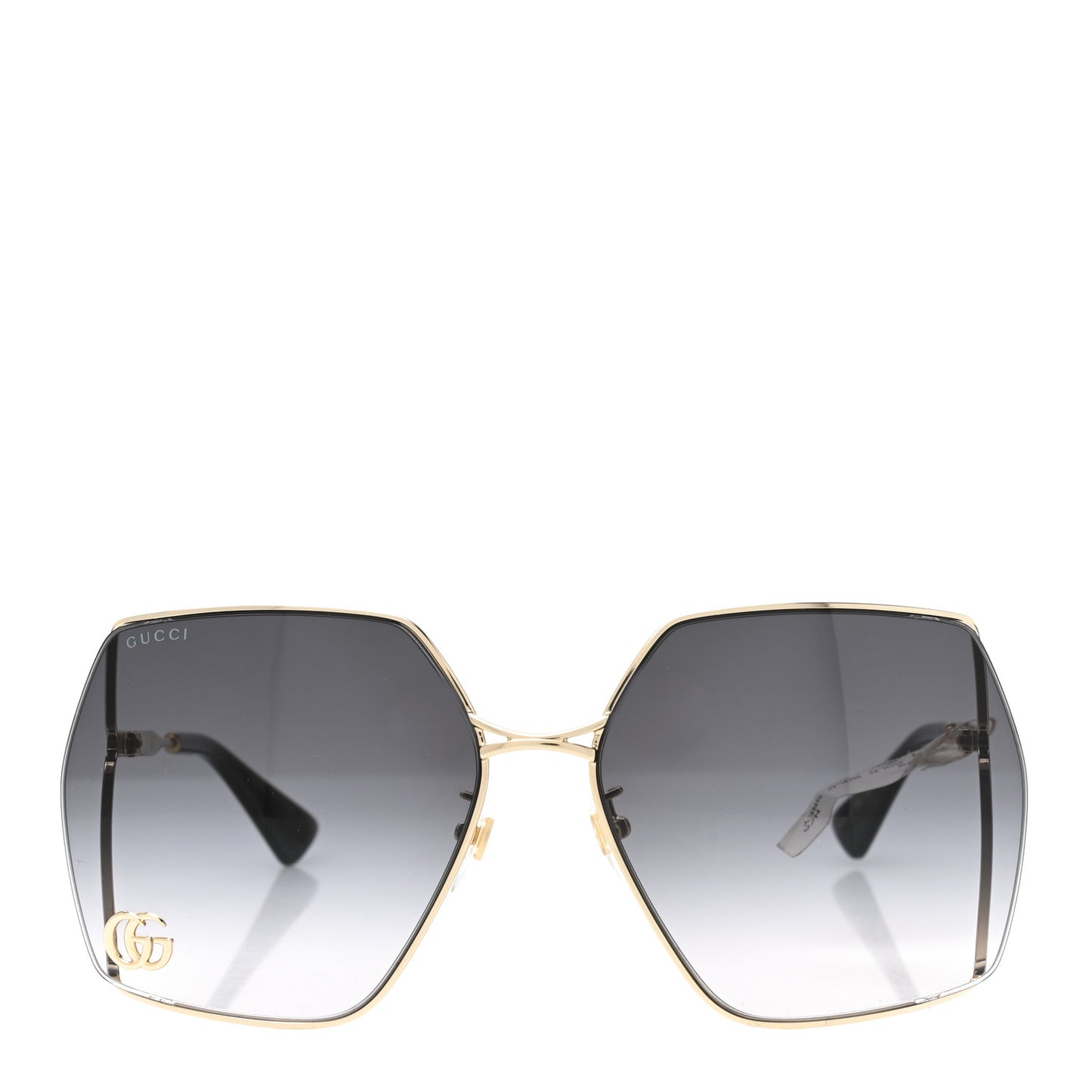 Metal Square Frame Sunglasses GG0817S Gold Grey