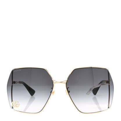 Gucci Metal Square Frame Sunglasses GG0817S Gold Grey 2 of 7