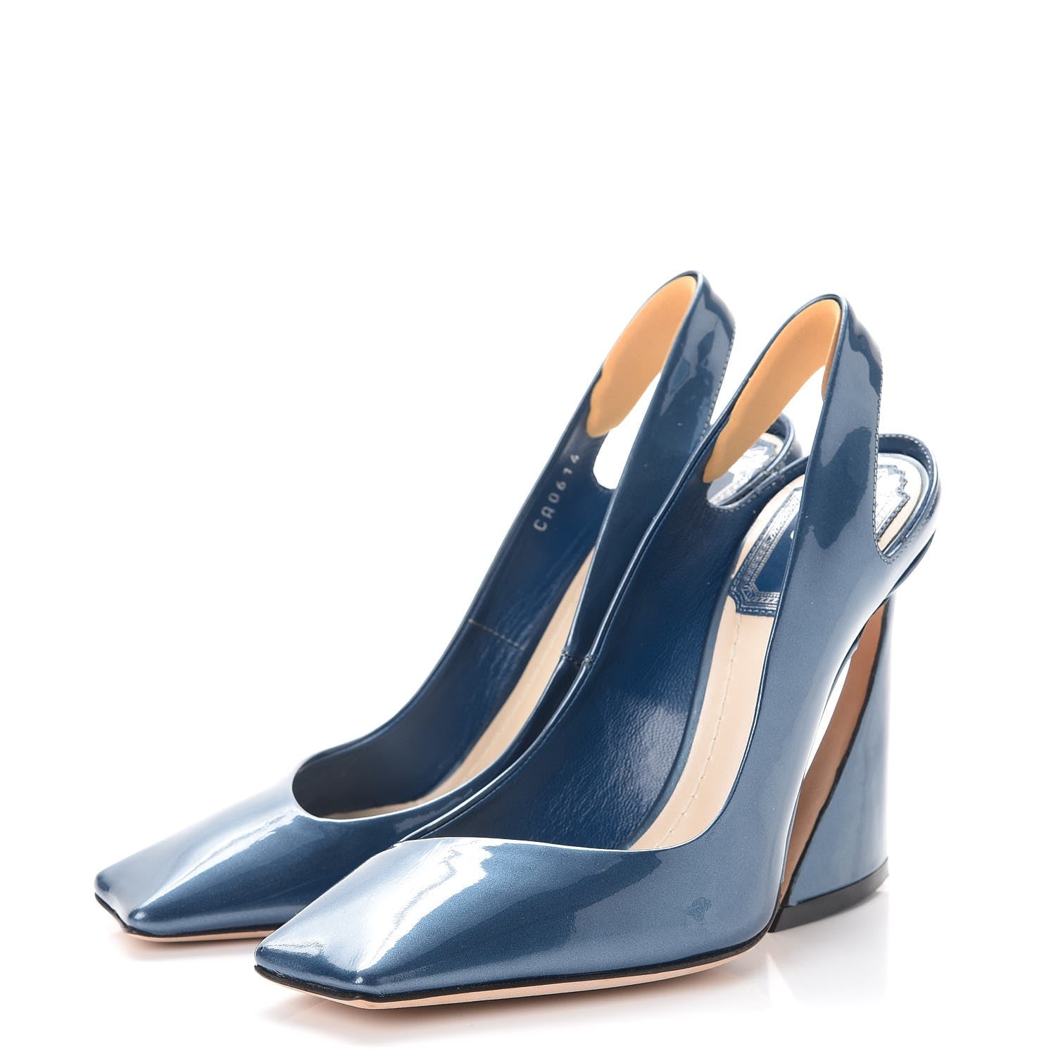 Christian Dior Patent Slingback Pumps 34 Blue 3 of 17