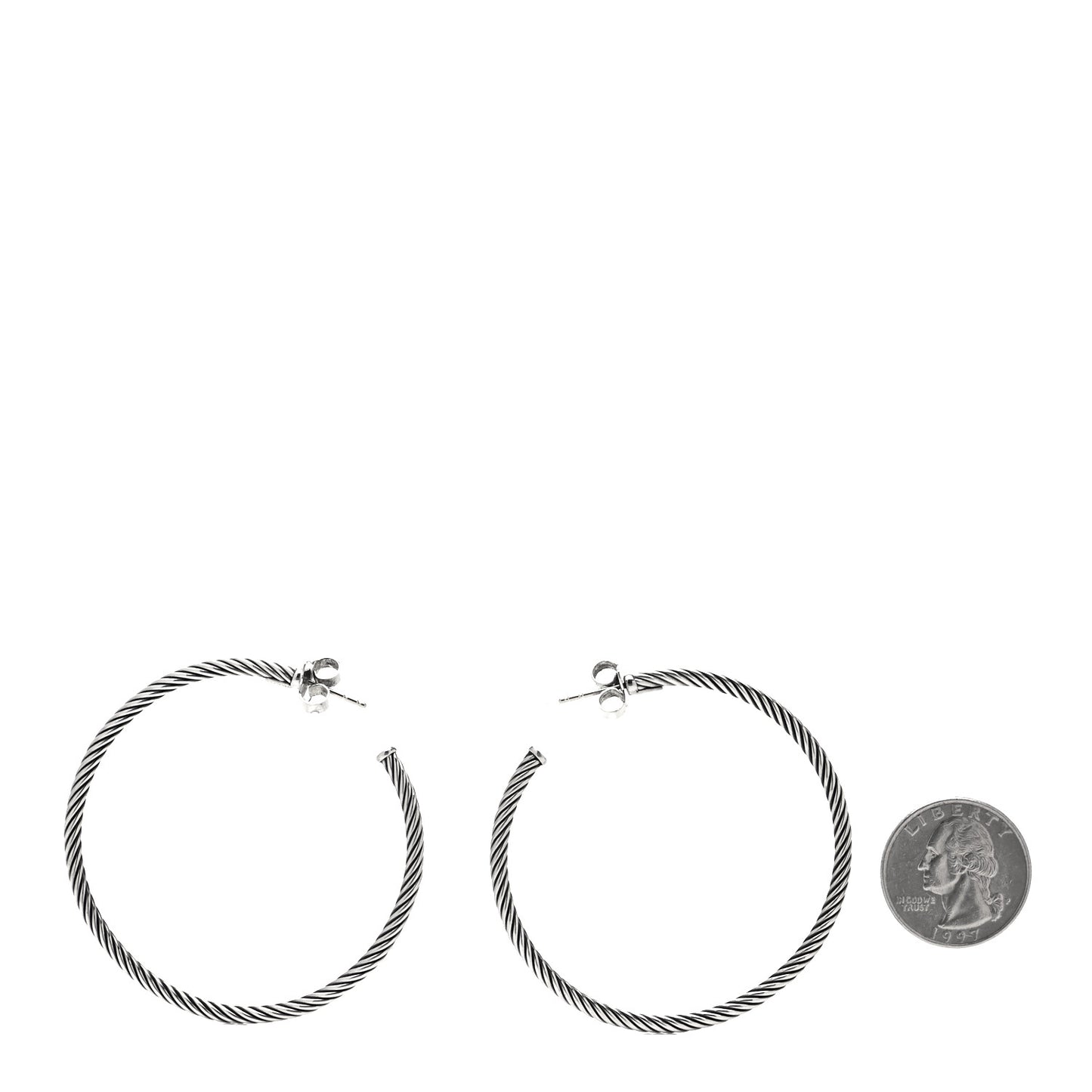 Sterling Silver Large Sculpted Cable Hoop Earrings