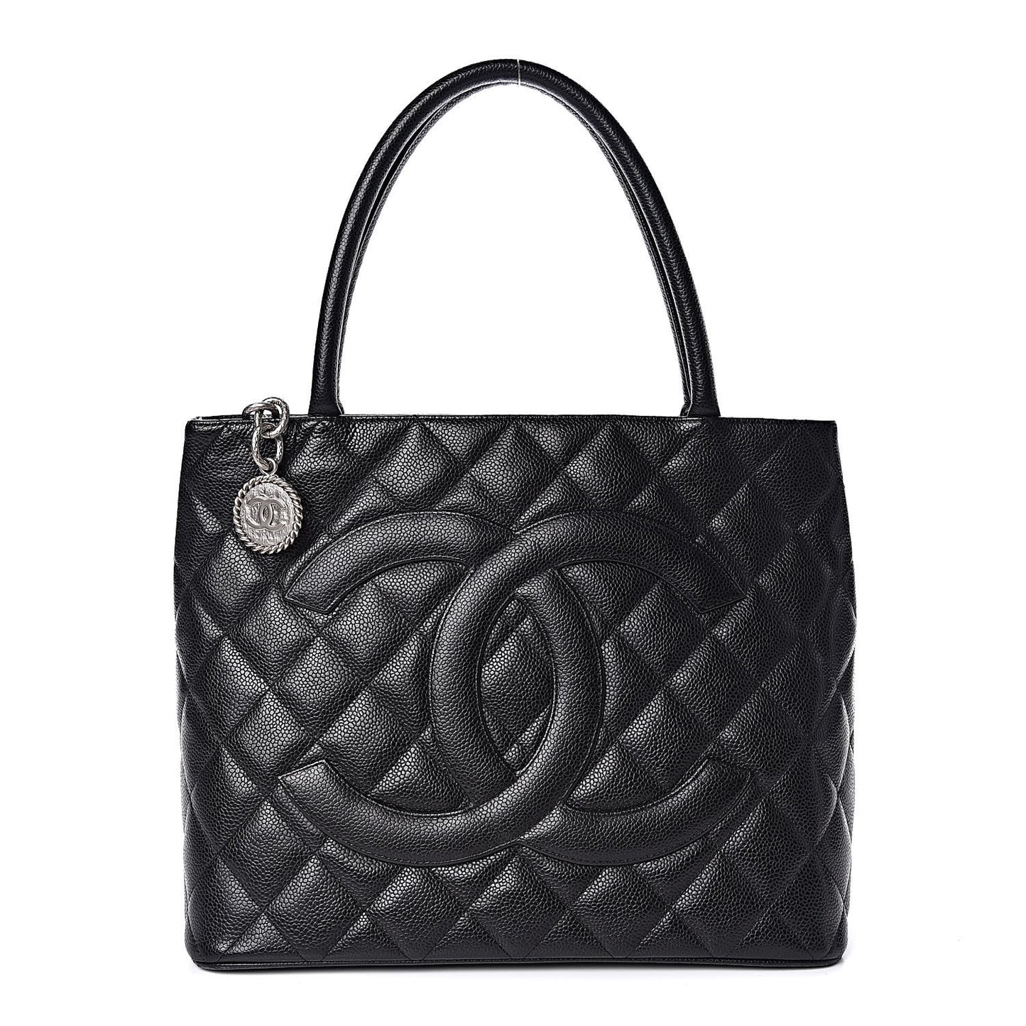Caviar Quilted Medallion Tote Black