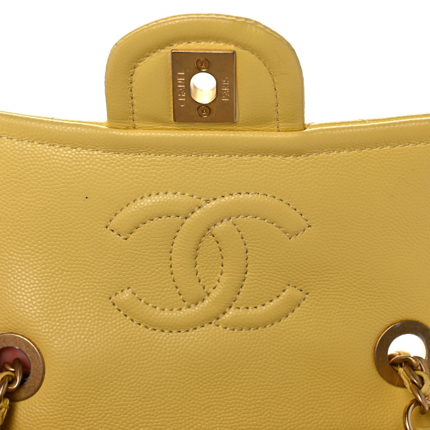 Caviar Quilted Mini Sweet Classic Flap Yellow