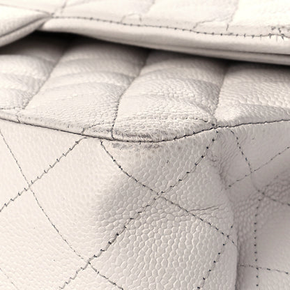 Chanel Caviar Quilted Medium Double Flap White 10 of 18