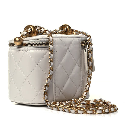 Chanel Calfskin Quilted Mini Perfect Fit Vanity Case With Chain White 3 of 9