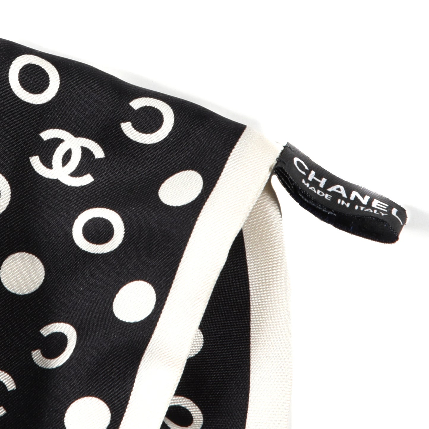 Silk CC Twilly Hair Tie Black White