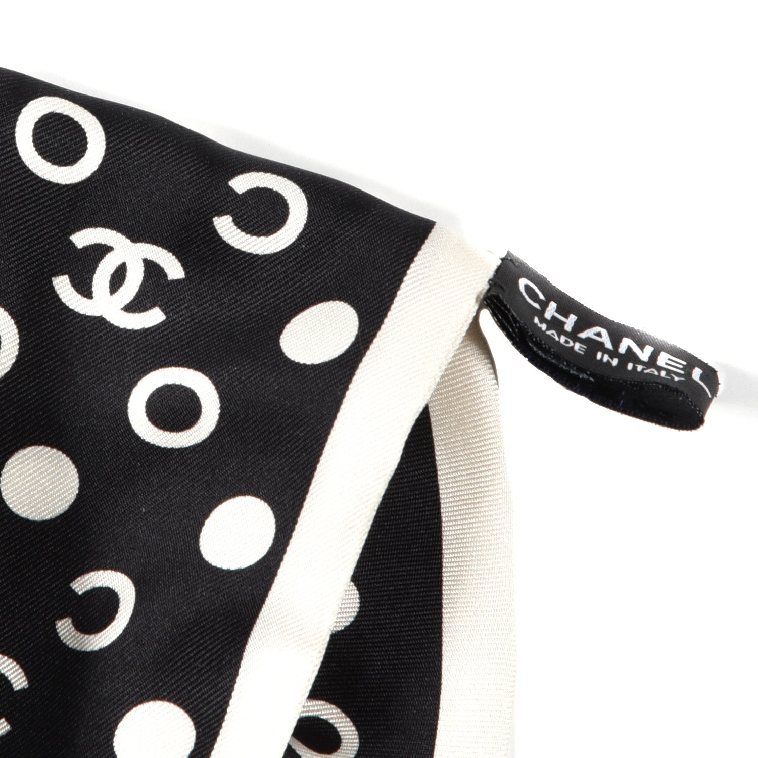 Chanel Silk CC Twilly Hair Tie Black White 2 of 3