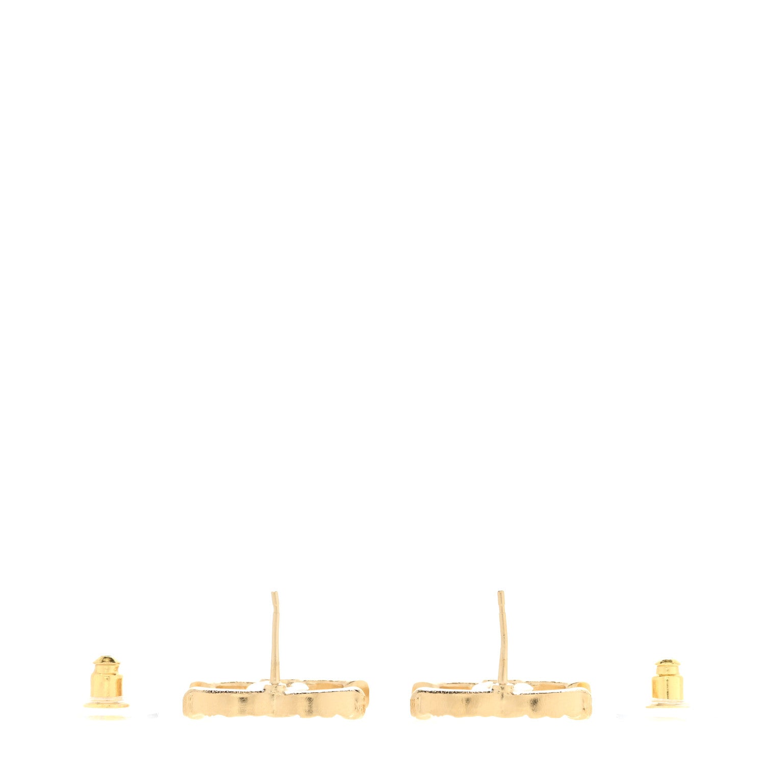 Chanel Metal Tweed Effect CC Earrings Gold 3 of 7