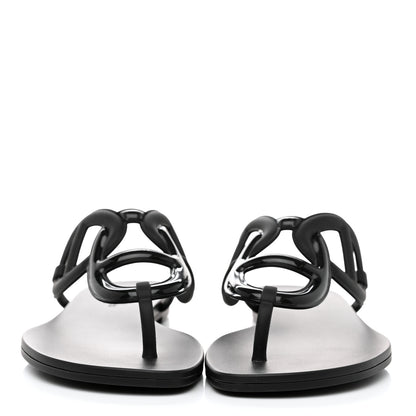 Hermes Rubber Womens Egerie Sandals 41 Black 2 of 9