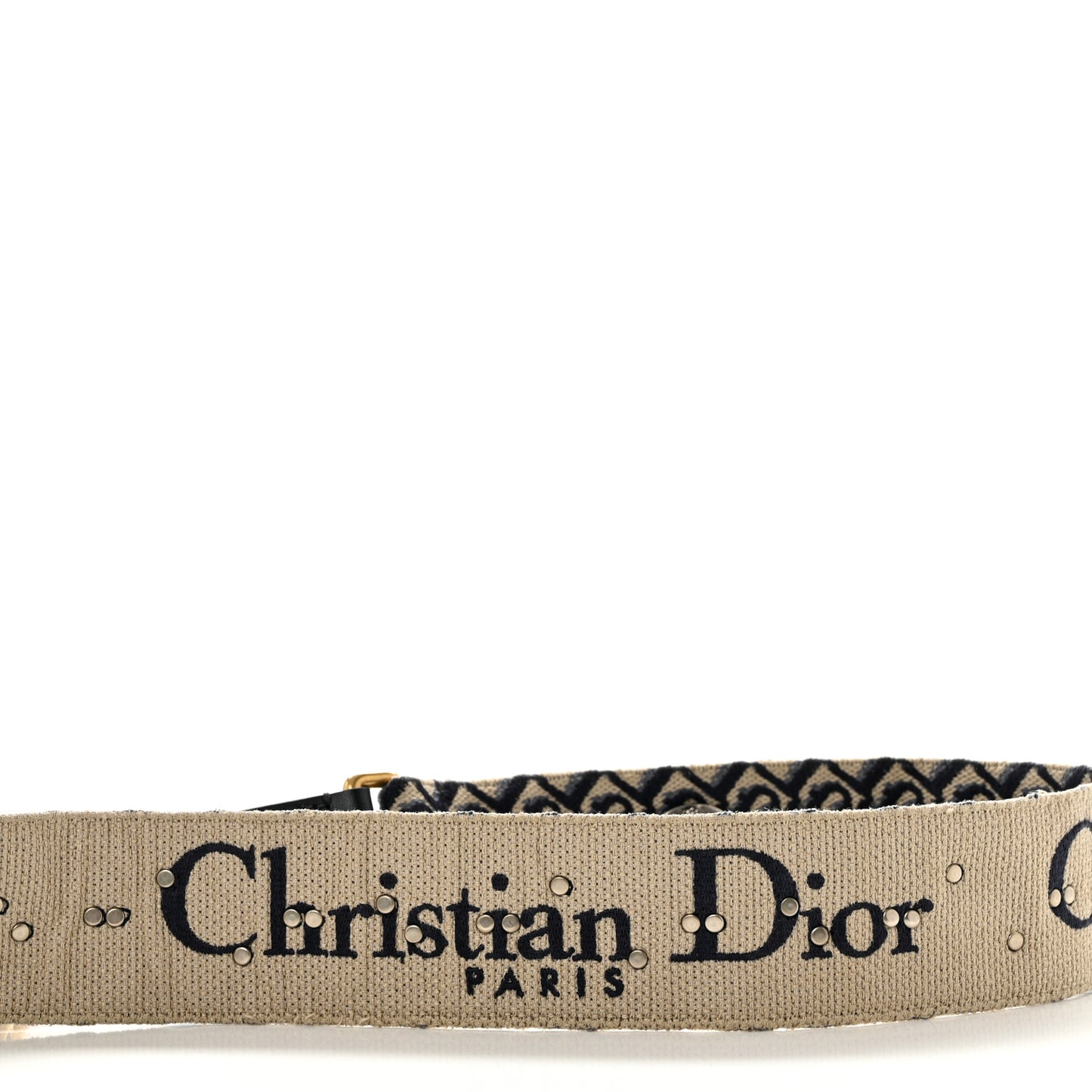 Christian Dior Canvas Shoulder Strap Beige Blue