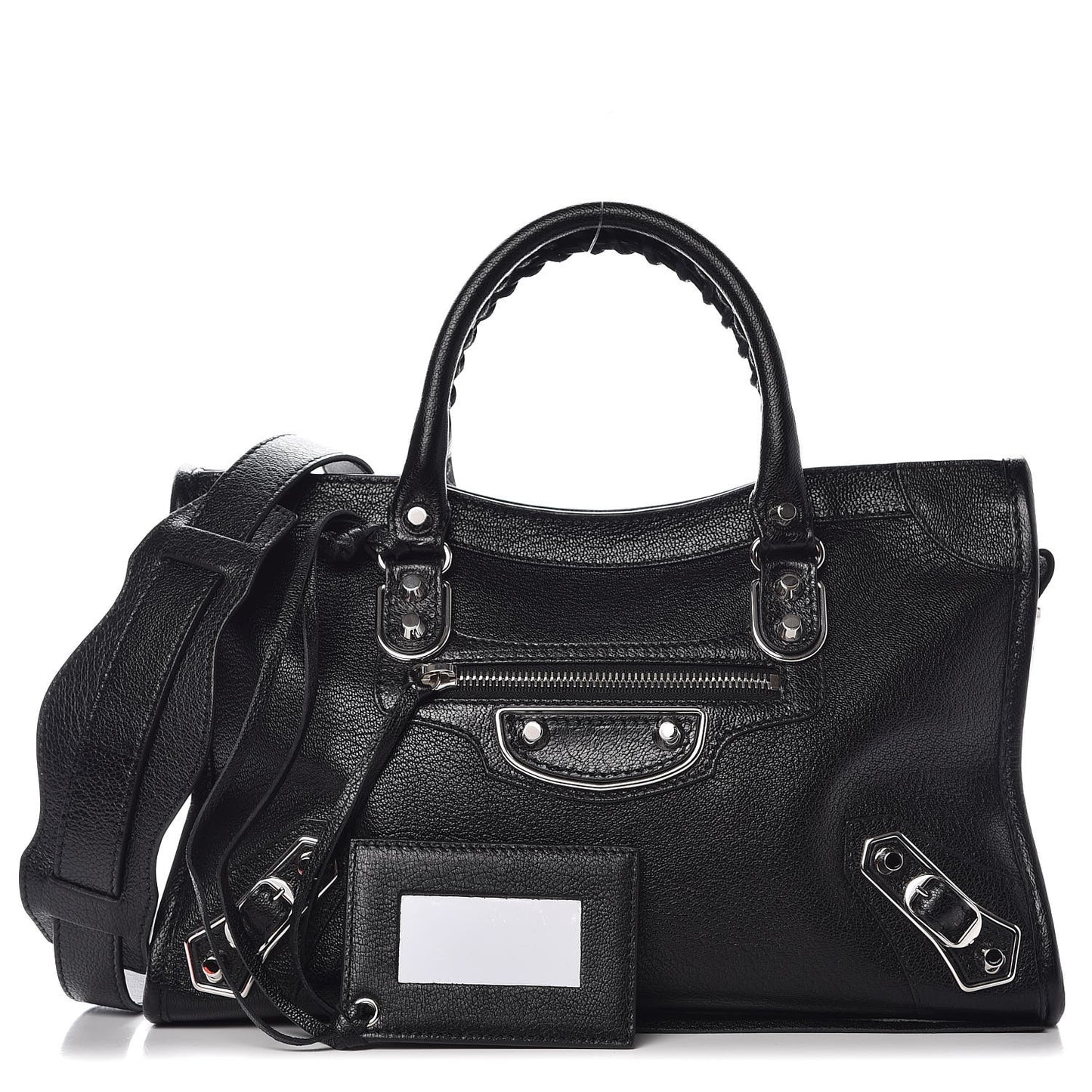 Chevre Silver Metallic Edge Hardware S City Black