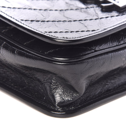 Saint Laurent Crinkled Calfskin Matelasse Monogram Niki Chain Wallet Black 6 of 8