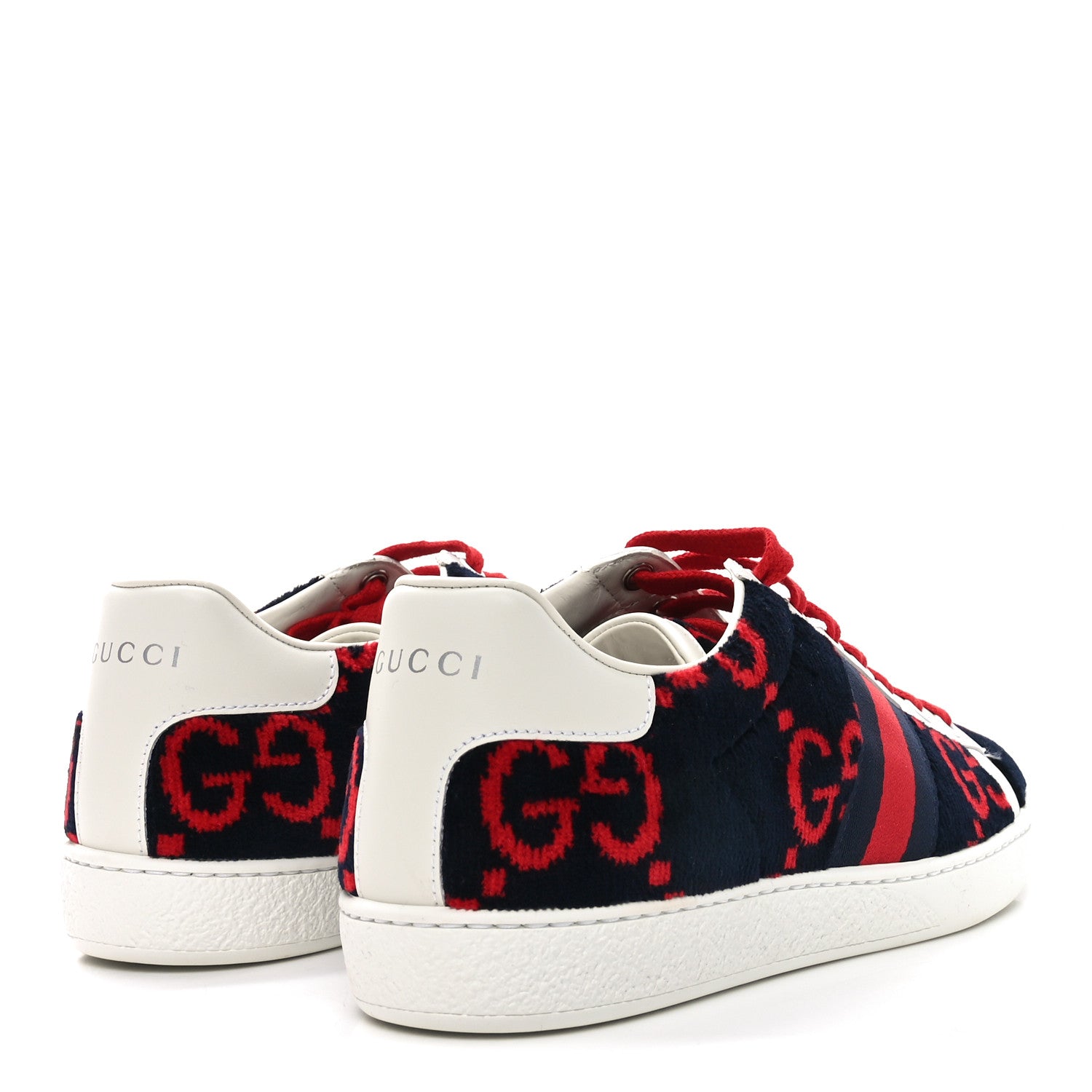 Gucci Terry Cloth GG Monogram Web Womens Ace Sneakers 37.5 Blue Red 5 of 9