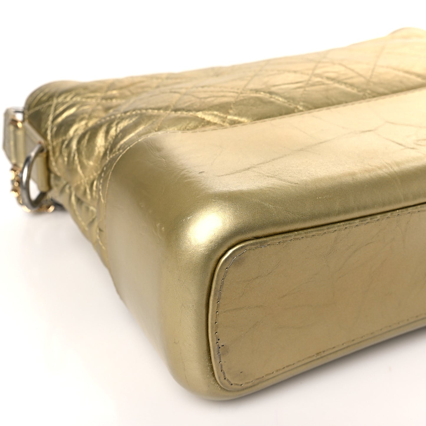 Metallic Aged Calfskin Quilted Medium Gabrielle Gold