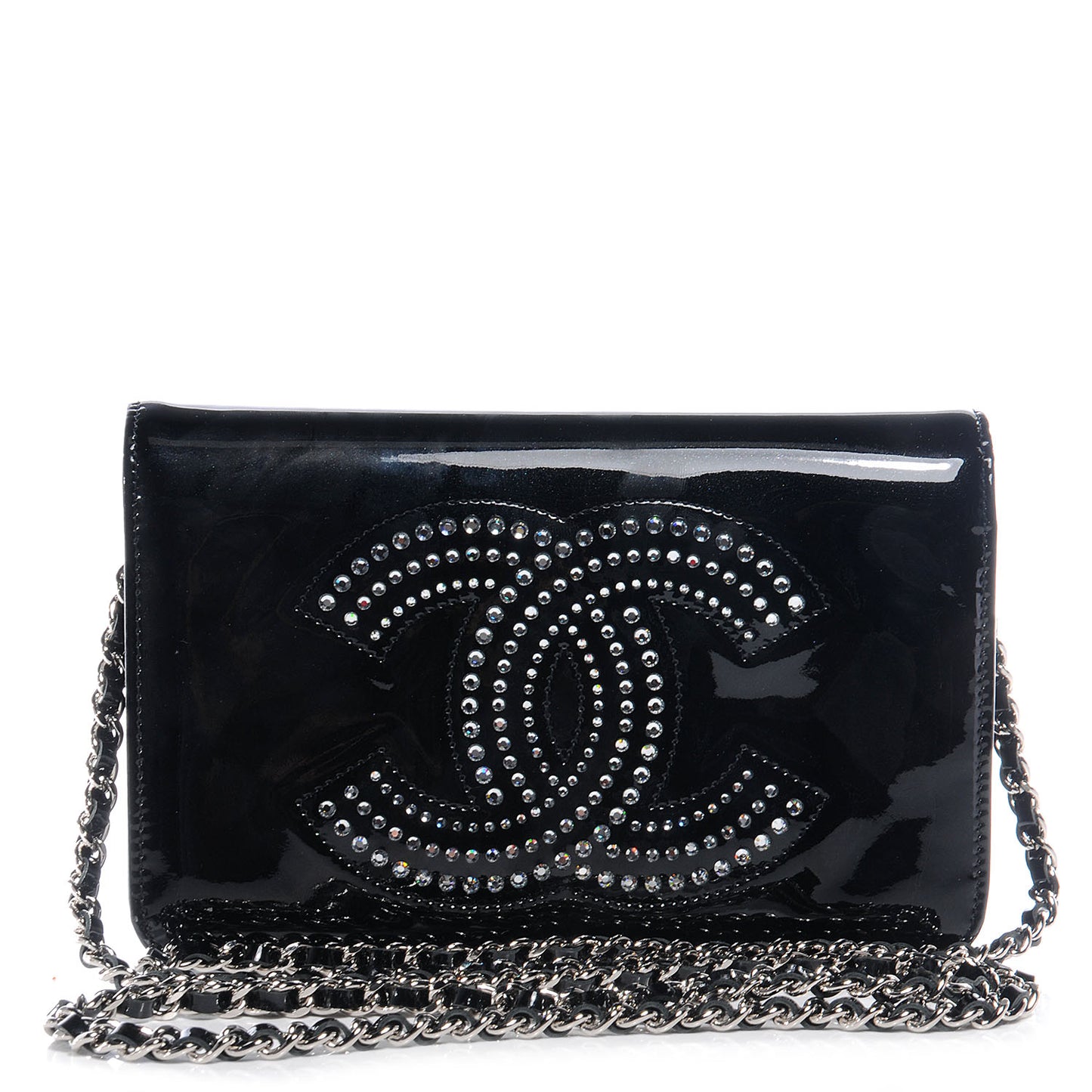 Patent Strass Wallet On Chain Black