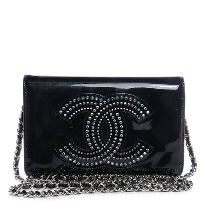 Chanel Patent Strass Wallet On Chain Black 1 of 8