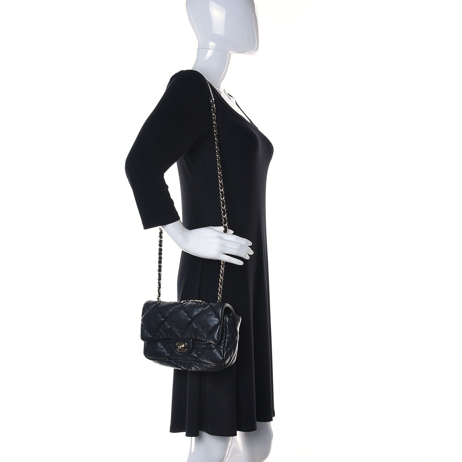 Chanel Calfskin Quilted Medium Bubbly Flap Black 2 of 13