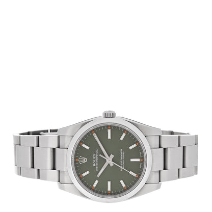 Rolex Stainless Steel 34mm Oyster Perpetual Watch Olive Green 114200 2 of 5