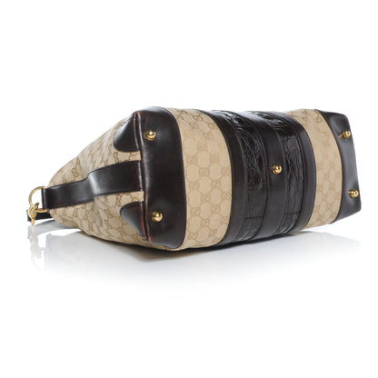 Gucci Monogram Crocodile Web Medium Secret Hobo Dark Brown 4 of 8