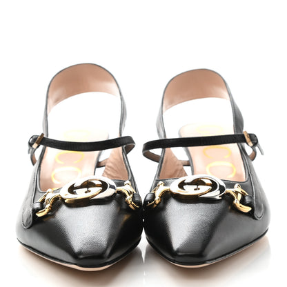 Gucci Malaga Kid Zumi Low Heel Slingback Pumps 35.5 Black 2 of 7