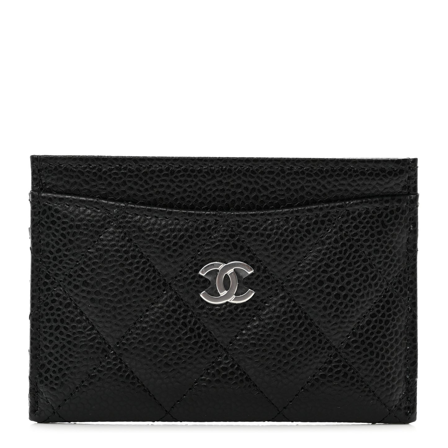 Caviar Quilted Card Holder Black