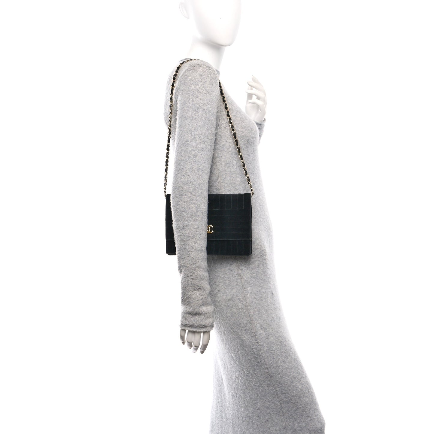 Velvet Vertical Horizontal Quilt Single Flap Black