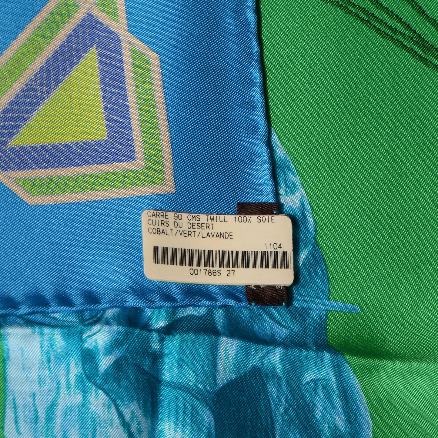 Silk Cuirs Du Desert Scarf 90 Cobalt Vert Lavande