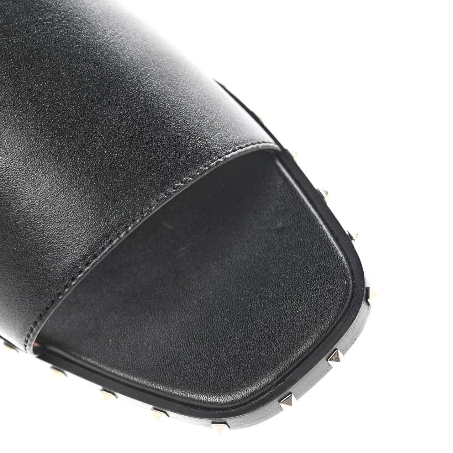 Nappa Soul Rockstud Flat Slide Sandals 40 Black