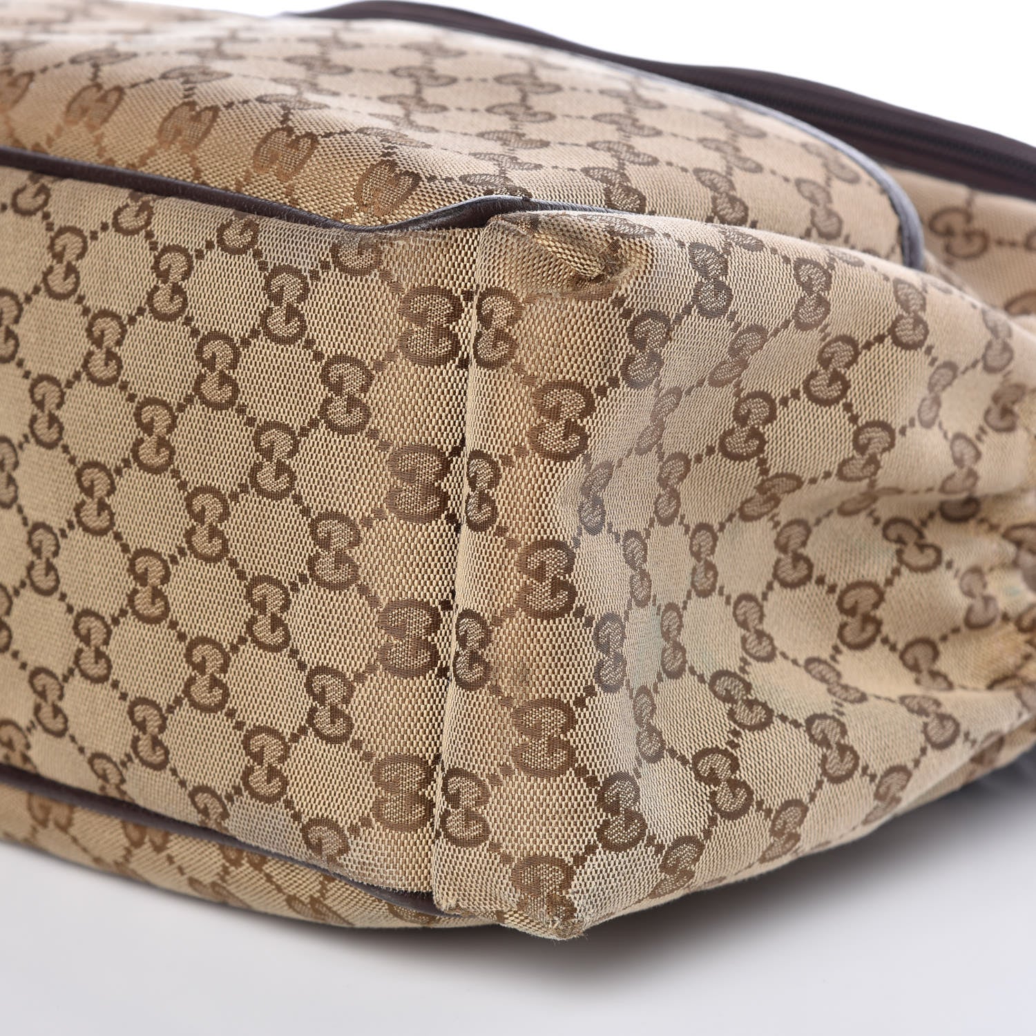 Gucci Monogram Natural Pigskin Large Diaper Bag Beige Ebony Cocoa Dark Chocolate 6 of 10