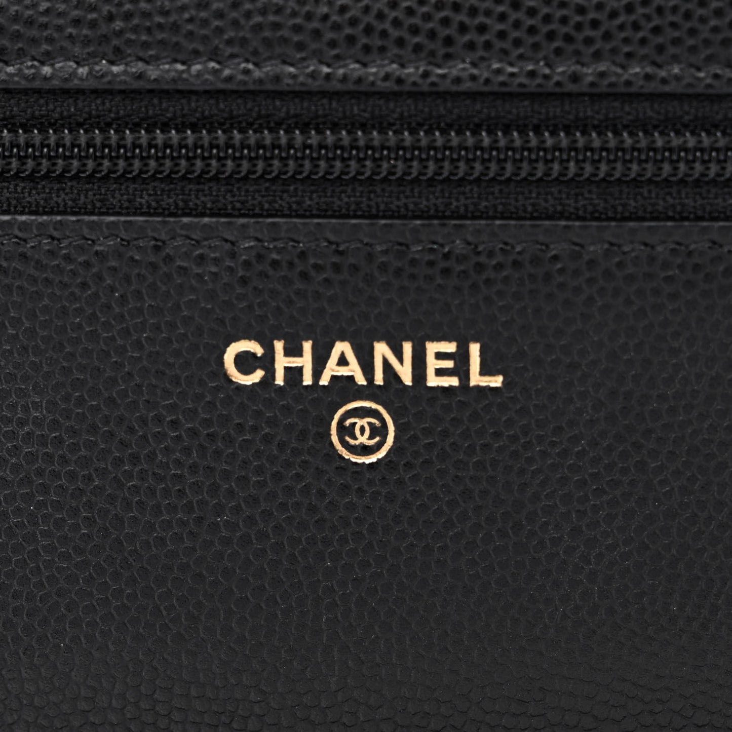 Caviar Quilted Crystal CC Wallet On Chain WOC Black