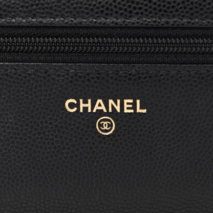 Chanel Caviar Quilted Crystal CC Wallet On Chain WOC Black 6 of 13