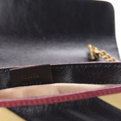 Gucci Vintage Effect Calfskin Matelasse Diagonal Striped Super Mini Torchon GG Marmont Shoulder Bag Black Beige 9 of 11