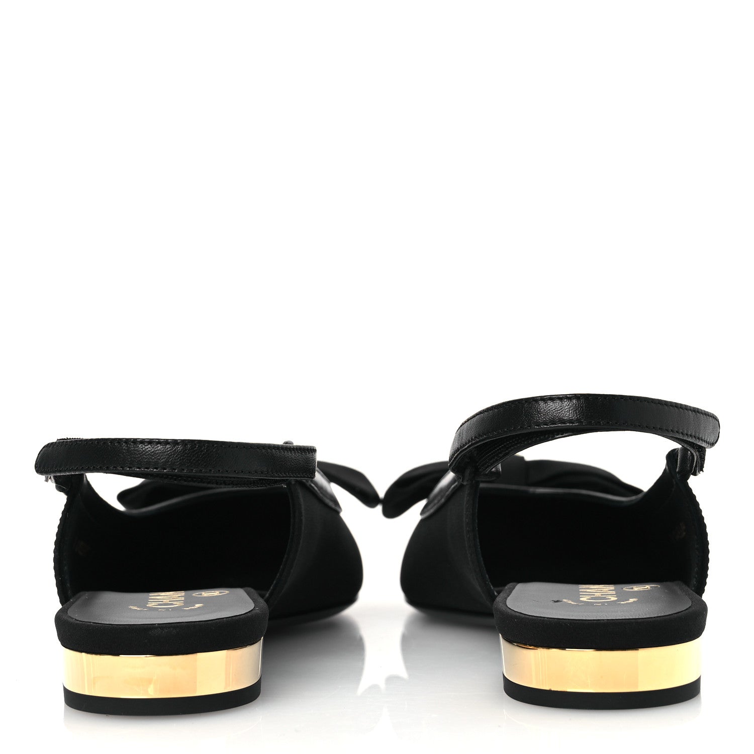 Chanel Lambskin Grosgrain Bow Cap Toe CC Slingback Flats 36 Black 6 of 11