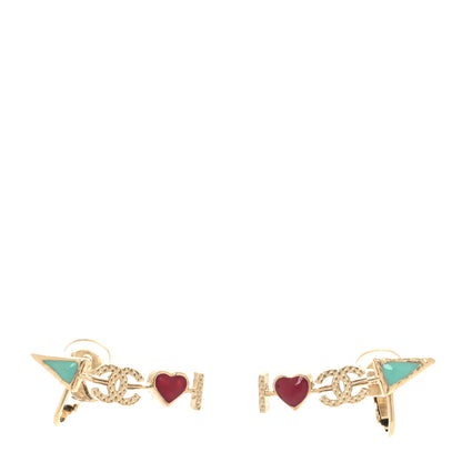Chanel Metal Enamel CC Arrow Earrings Gold Multicolor 1 of 4