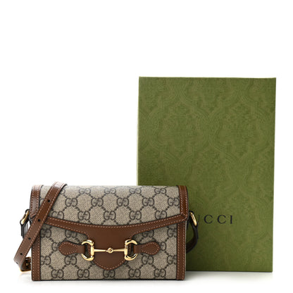 Gucci GG Supreme Monogram Mini Horsebit 1955 Shoulder Bag Beige Brown Sugar 10 of 10