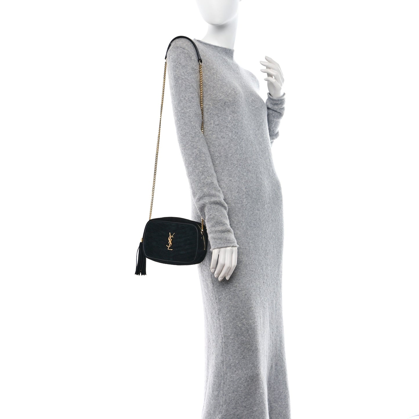 Suede Matelasse Monogram Mini Lou Camera Bag Black