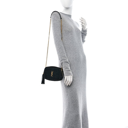 Saint Laurent Suede Matelasse Monogram Mini Lou Camera Bag Black 2 of 10