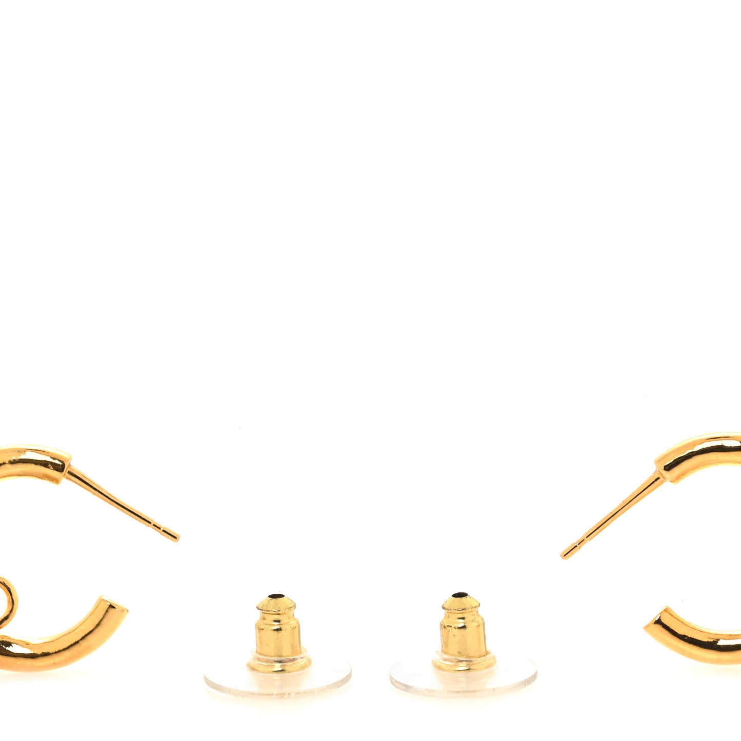 Crystal CC Shell Hoop Earrings Gold Pink