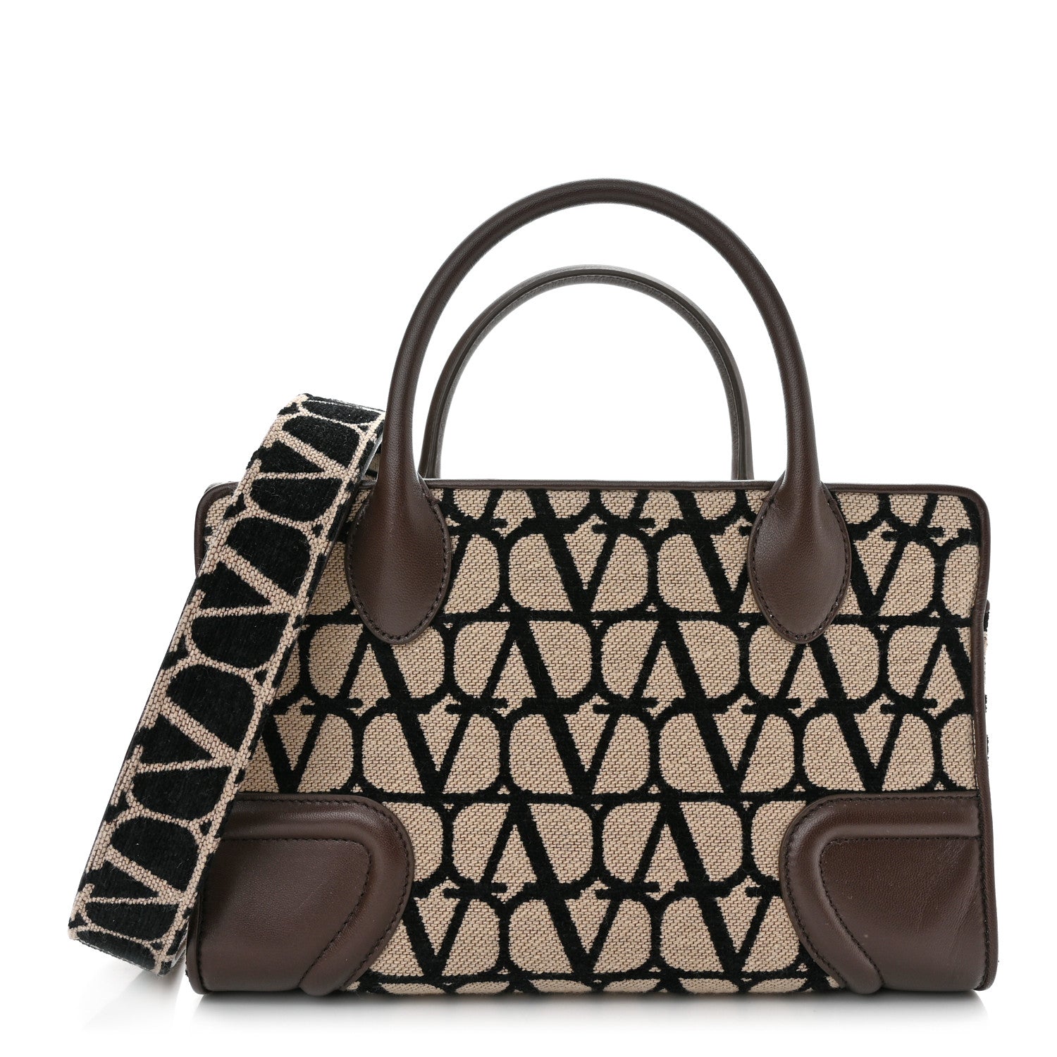 Valentino Garavani Toile Iconographe Goatskin Small Le Quatrieme Shopping Bag Naturale Black Fondant 3 of 10