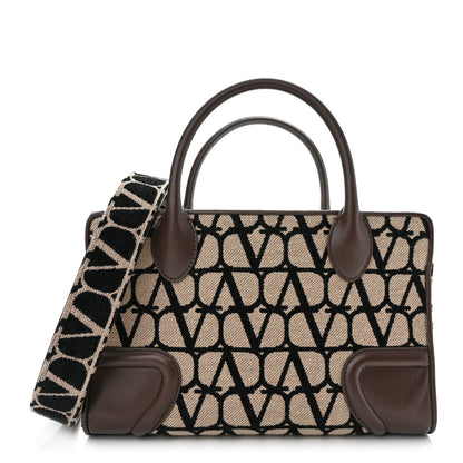 Valentino Garavani Toile Iconographe Goatskin Small Le Quatrieme Shopping Bag Naturale Black Fondant 3 of 10