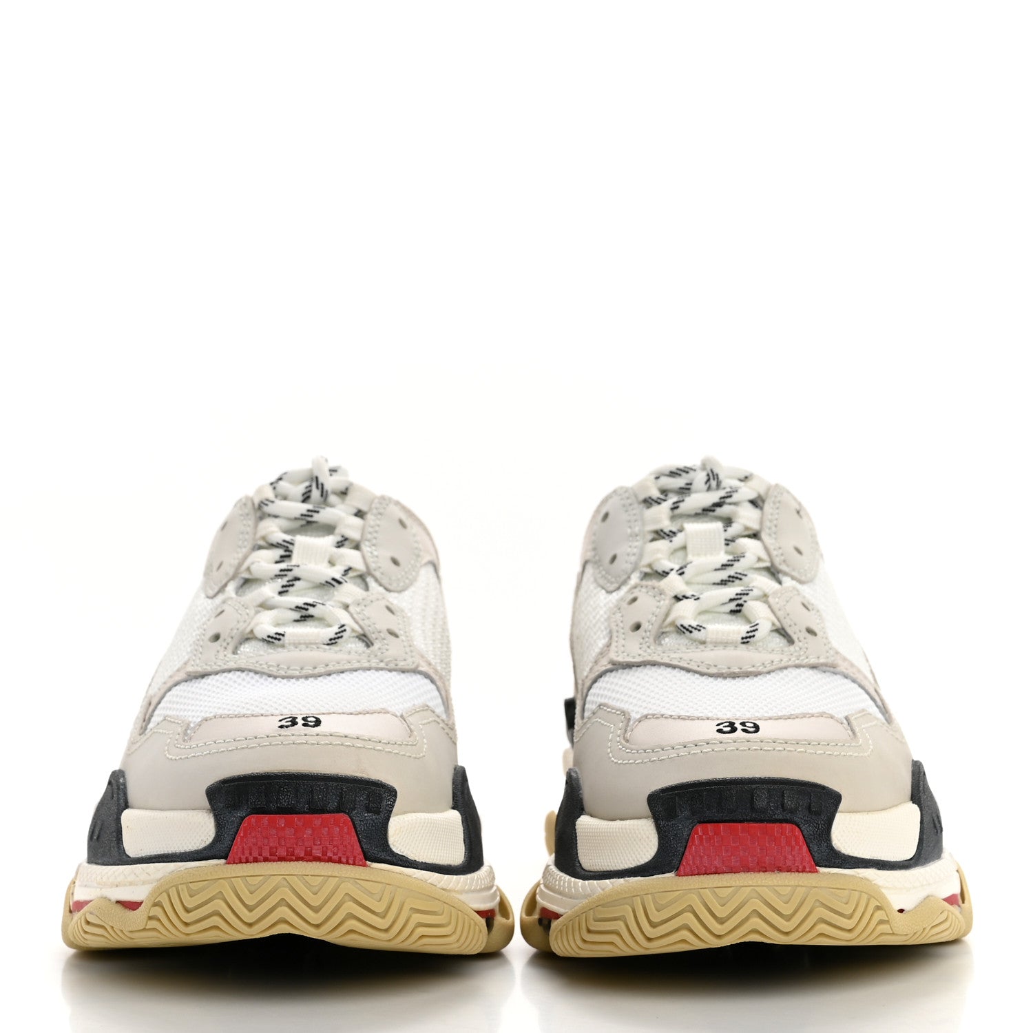 Balenciaga Fabric Mesh Womens Triple S Sneakers 39 Grey Red White 3 of 10