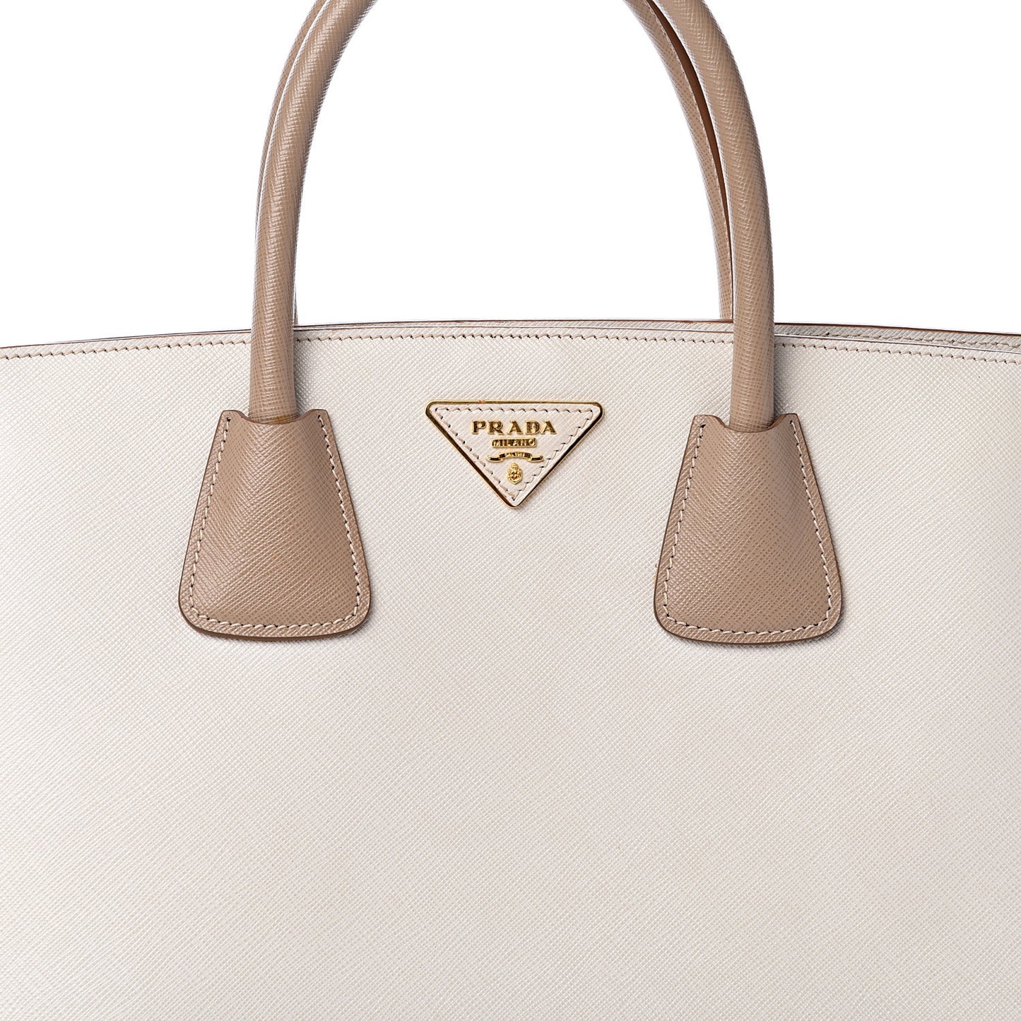 Saffiano Lux Bi-Color Tote Talco Visone