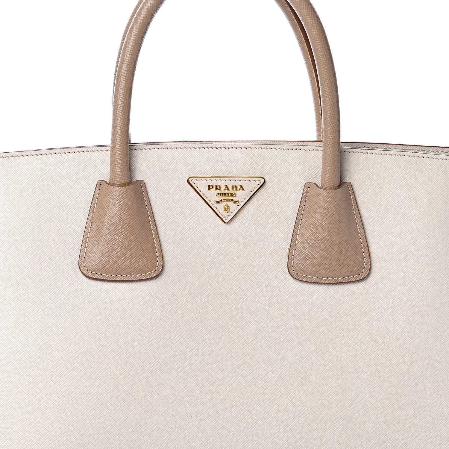 Prada Saffiano Lux Bi-Color Tote Talco Visone 8 of 17